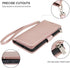 KIHUWEY Premium Leather Wallet Case for iPhone 12 Pro Max, Zipper with Card Holder, Wrist Strap, Rose Gold