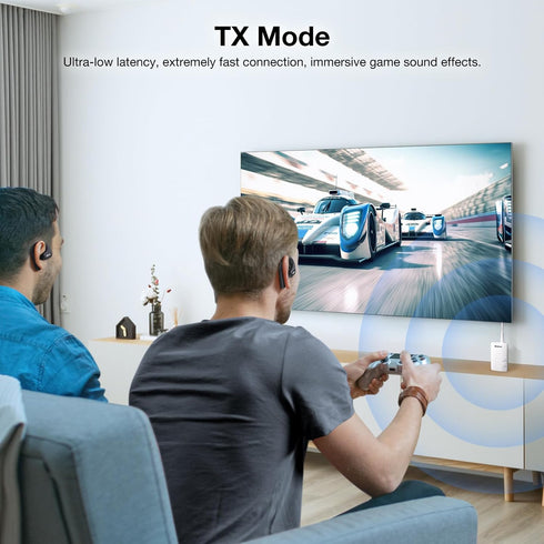TV Bluetooth 5.3 Transmitter/Receiver 2-in-1 Mini Wireless Adapter with Headphones Dual Pairs, 3.5mm Aux Audio Jack,