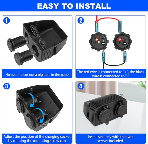 3 in 1 Tent Type Panel, PD Charger Socket + QC3.0 Dual USB Car Charger + 12V/24V Cigarette Lighter Socket + LED