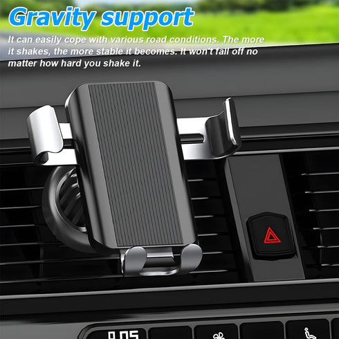 zipelo 360 Car Phone Holder, Vehicle Air Vent Smartphones Mount with Metal Hook Clip, Rotation Hands Free Automotive