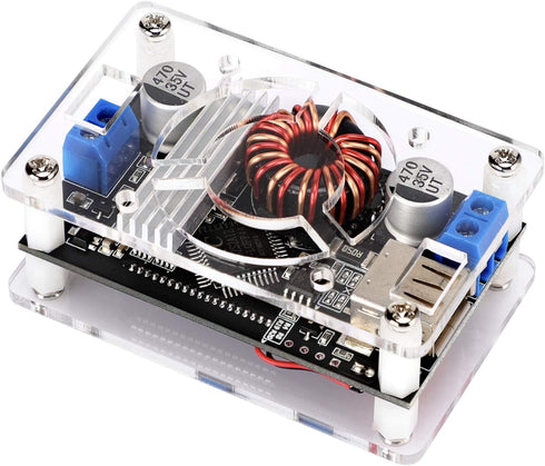 DROK Adjustable Voltage Regulator, DC Buck Boost Converter 6-30V to 0.5-30V 4A 60W with USB Port and LCD Display