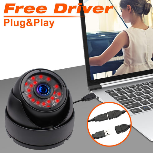 MMlove 720P USB Dome Camera with Night Vision, Waterproof, IR Cut & LED, Plug&Play Outdoor/Indoor Security Camera