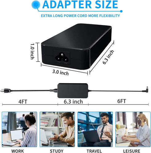 VHBW Replacement for Asus TUF 150W Charger, Compatible with ROG Strix Scar III G531GT G531GD and FX505 Series