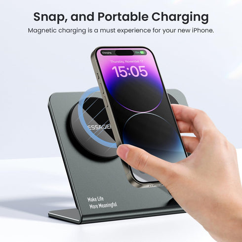 3 in 1 Magnetic Wireless Charging Station, 15W Aluminum Alloy Charger for iPhone 16/15/14/13/12 Series with 20W Adapter