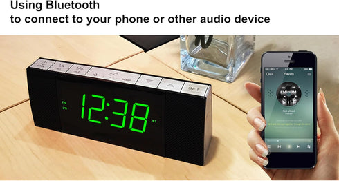 iTOMA Bedside Alarm Clock Radio - Bluetooth Speaker, Dimmable Jade Green LED Display, FM Radio with Sleep Timer, Dual