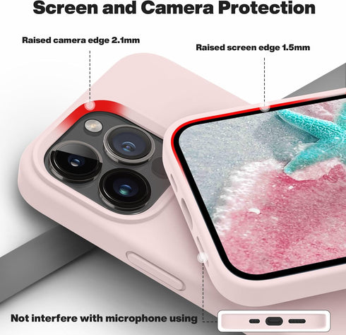 OTOFLY iPhone 13 Pro Case - Slim Liquid Silicone, Shockproof, Anti-Scratch Microfiber Lining, 6.1" (Chalk Pink)