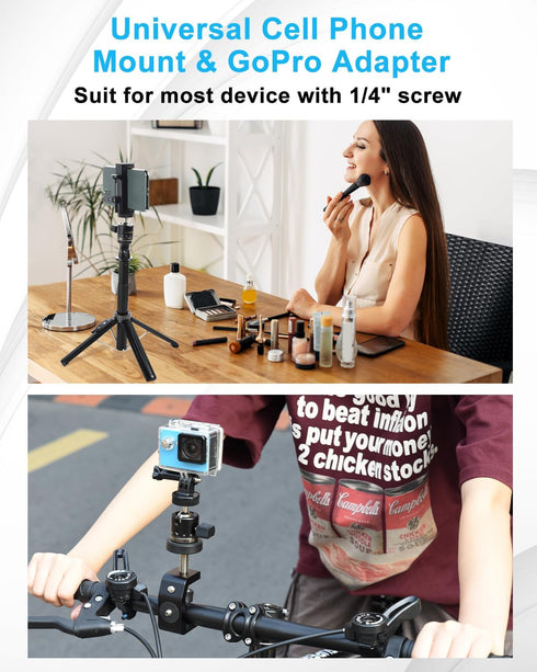 UTEBIT 1/4" Mini Ball Head, Panoramic Tripod Head with Camera Hot Shoe Mount DSLR Camera Mount Adapter Photograph