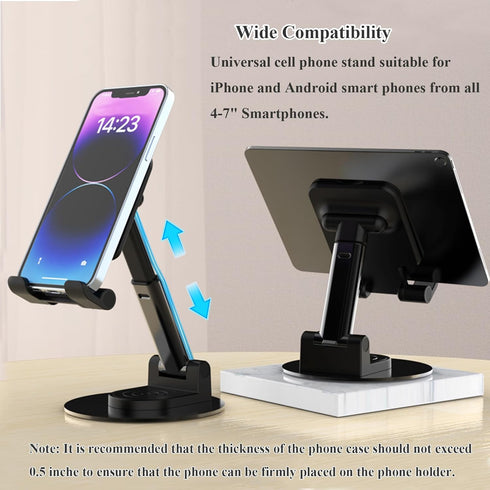 Rotatable Cell Phone Stand for Desk, Height Angle Adjustable Holder Compatible with Most Smartphones, iPhone 14