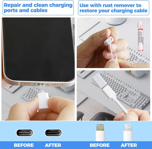 iPhone Charging Port Cleaning Tool, USB C Cleaning Kit for Cell Phone Airpod, Repair Kit for Laptop PC Data Cable -