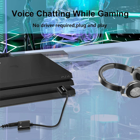 ENVEL USB to 3.5mm Audio Adapter - External Stereo Sound Card with Dual TRS 3-Pole Jack for PS4/PS5/PC