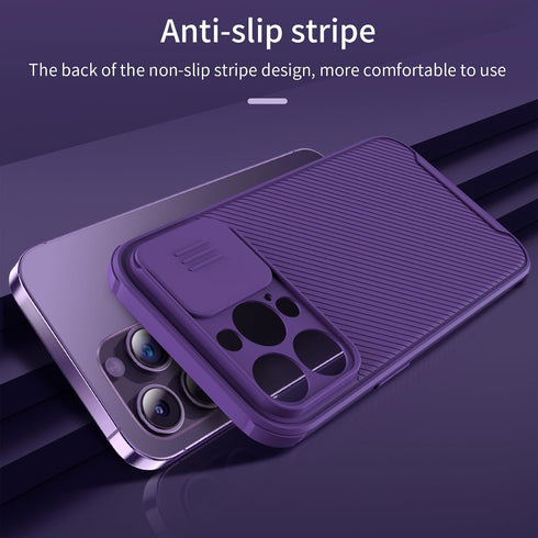 iPhone 13 Pro Max Case - Slim Magnetic Cover with Slide Lens, MagSafe Compatible, 6.7" Purple for iPhone 13 Pro Max.