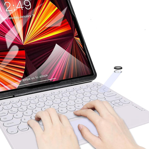Wireless Bluetooth Keyboard with Touchpad, Portable Ultra Slim 7-Colors Backlit Keyboard, 10 inch Rechargeable for