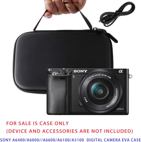 waiyu Hard EVA Travel Case for Sony Alpha Cameras - Compact Case for a6400/a6000/a6600/a6100/a5100, Black