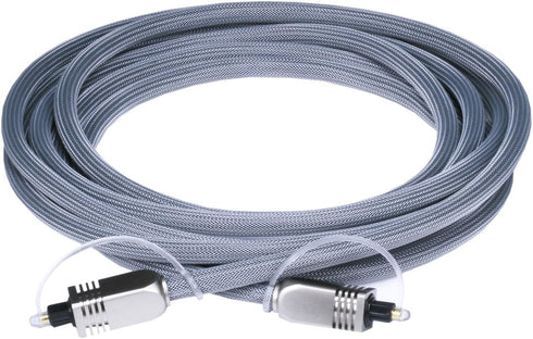 Monoprice Premium S/PDIF Digital Optical Audio Cable, Silver, 10 Feet | Heavy Duty Mesh Jacket for Home Theater & More