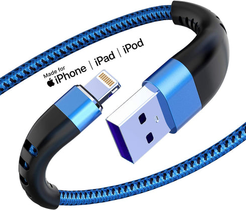 Essri 3 Pack 3FT iPhone Charger Cord, Nylon Braided Lightning to USB Cable Compatible with iPhone 14, 13, 12, 11, Blue