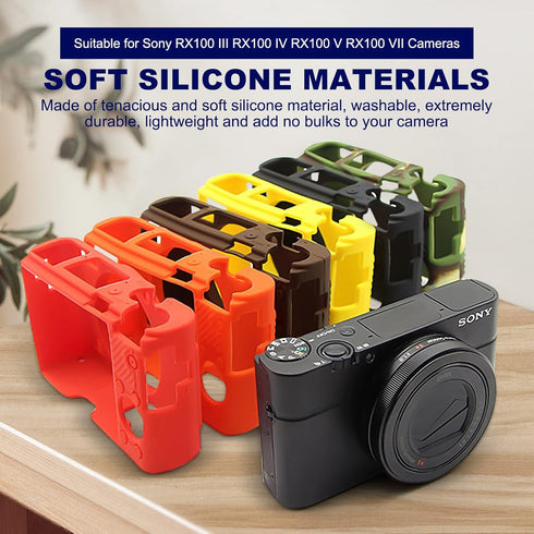 RX100 VII Case, Soft Silicone Protective Cover for Sony DSC-RX100 III/V/IV/VII Digital Camera (Coffee)