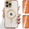iPhone 15 Pro Case MagSafe - Transparent Electroplated Magnetic Case with Screen Protector & Camera Cover (Gold)