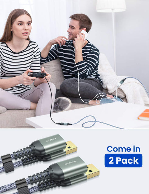 AINOPE USB 3.0 Extension Cable 2 Pack - Type A Male to Female, Braided, Fast Data Transfer for Keyboard, Mouse, Hard
