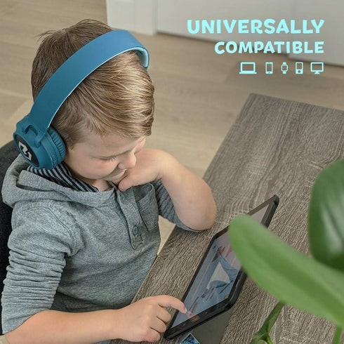 PowerLocus Bluetooth Headphones for Kids, Wireless Over Ear, LED, Foldable Headset with Mic, Volume Limited, Tablets,