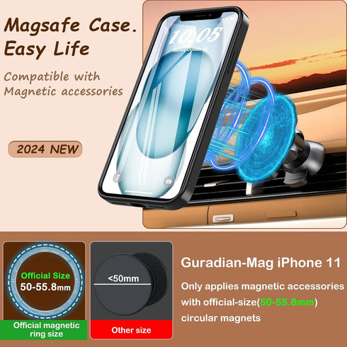 BESINPO Magnetic Case for iPhone 11, with Tempered Glass Screen Protector, 360 Full Body Shockproof Anti-Scratch Cover