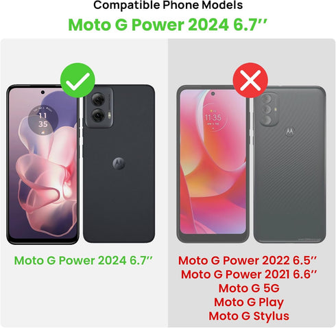 Lanhiem Moto G Power 5G 2024 Case, IP68 Waterproof Dustproof with Built-in Screen Protector, Black/Gray