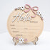 Wooden Baby Announcement Sign 6 Inch Round Birth Stat Plaque with Floral