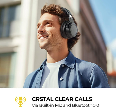 E7 Active Noise Cancelling Wireless Bluetooth Headphones with Rich Bass, Clear Calls, Bluetooth 5.0, 30 Hours Playtime,