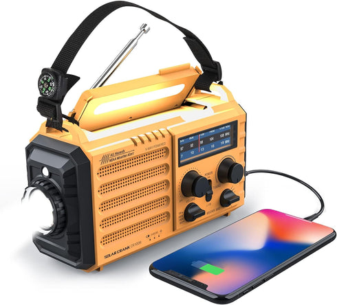 Raynic Weather Radio, 5000mAh NOAA Emergency Radio, Solar Hand Crank with Flashlight and SOS Siren