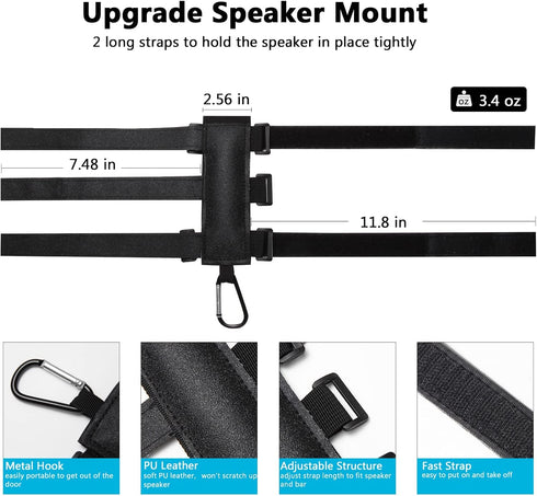 Caudblor Portable Speaker Mount for Bike/Golf Cart Railing/Boat, Adjustable Wireless Speaker Strap Holder
