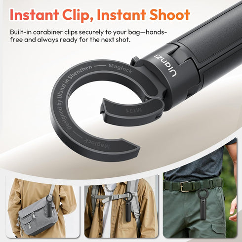 ULANZI MT71 180 17-12 Mini Magnetic Selfie Stick Tripod, Foldable & Lightweight, Tilt, Compatible with iPhone Series