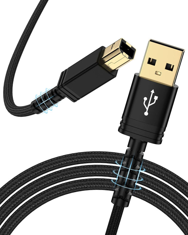 6FT USB Printer Cable, USB A to B Cable, Type A Male