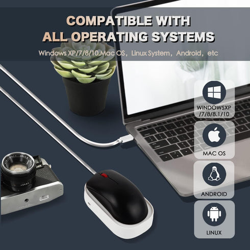 Mouse Jiggler, Undetectable Mouse Mover Simulator for Computer, Keeps PC Active, USB C to USB Adapter Included