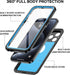 for iPhone 15 Pro Case Waterproof 6.1'', Full Protective Dustproof Shockproof Phone Case with Screen Protector (Blue)