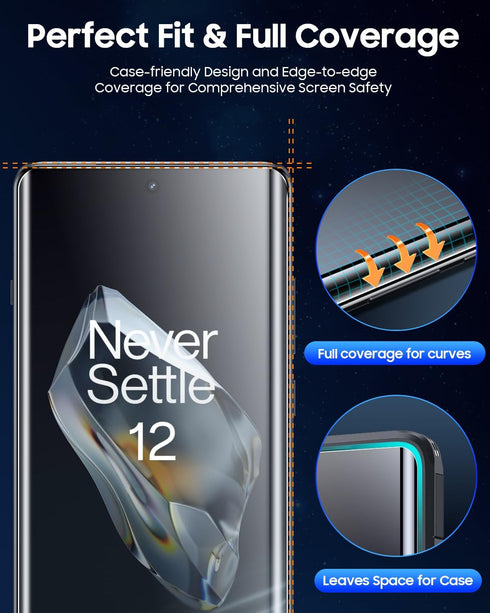 DfizEoy 12, -3 Pack, 9H 9H Screen Protector for OnePlus Tempered Glass Hardness/Invisible Coverage / Anti-Sratch/Easy