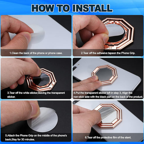 3 Pieces Cellphone Ring Holder, Foldable Finger Kickstand 360° Rotation Adjustable Phone Holder for Desk, Magnetic Car