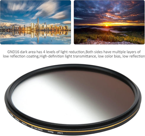 GND16 ND Filter, UltraSlim Optical Glass Neutral Density Variable Filter for Photography Accessory (77mm)