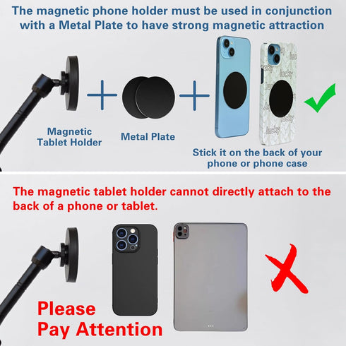 Magnetic Tablet Holder for Mic Stand | Full Metal Phone & iPad Music Stand, Compatible with All Models of iPad and