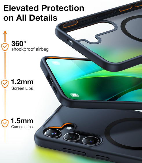 TORRAS Samsung Galaxy S24 Plus Case, Military Grade Drop Tested Magnetic Shockproof Protective Case, Translucent Slim,