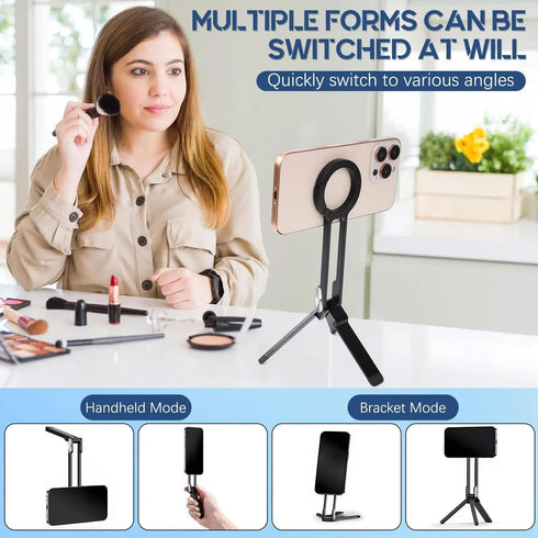 GcwJovialite 17-12, N52 360 Magnetic Phone Tripod Stand for iPhone Magnet, Portable ABS Holder, Rotation, MagSafe