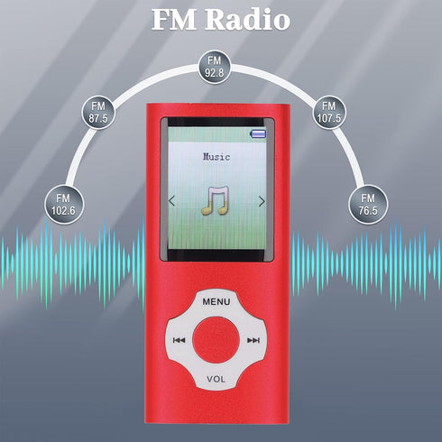 Yunseity MP3 5.0 MP4 1.8in Player, Bluetooth Player with Color Screen, Portable HiFi Sound Music Player Built in HD