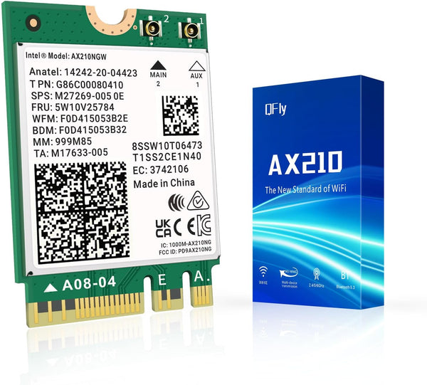 Wi-Fi 6E AX210 NGW Wireless Card with Bluetooth 5.3, Tri-Band 5400Mbps Network Adapter for Laptop, Supports Windows