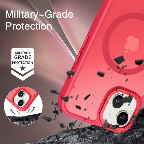 BENTOBEN iPhone 13/14 Case - Slim Shockproof Translucent Matte, Red, Compatible with MagSafe, 6.1" Protective Cover.