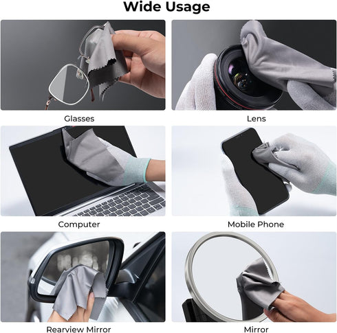6 Pack Cloth15x18cm, K&F CONCEPT Microfiber Cleaning Washable Reusable Lens Cleaning Cloth for Cleaning Camera Lenses