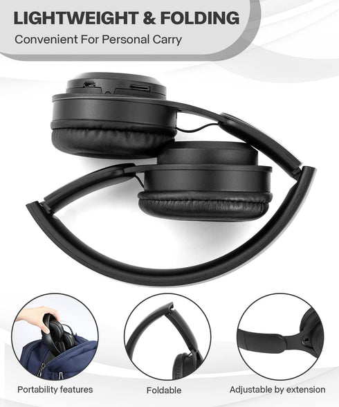 Kids Bluetooth Headphones, On Ear Wireless Headsets with Microphone, Foldable for Boys and Girls