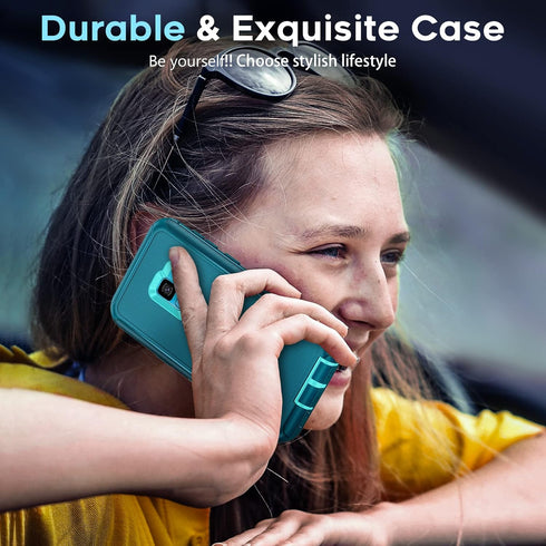 LeYi Compatible for Galaxy S9 Case, 3 in 1 Full Body Shockproof Rubber Dustproof Rugged Defender Protection Case (Teal