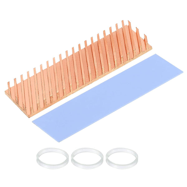 MECCANIXITY Copper Heatsink 70x20x6mm with Thermal Pad and Rubber Ring for M.2 SSD Module, PC, Laptop Cooler (1 Set)
