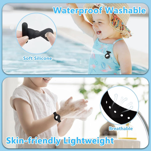 4 Pack Hidden Pin Airtag Holders with 1 Airtag Bracelet, Waterproof Silicone for Kids and Luggage