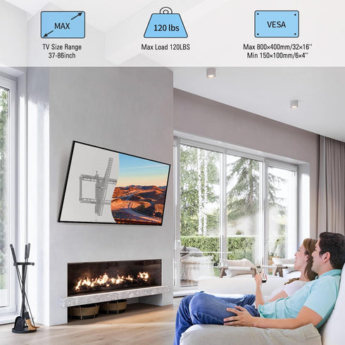 MOUNTUP TV Wall Mount for Most 37-86" TVs, Tilting Bracket with Level Adjustment, Max VESA 800x400mm, 120 LBS