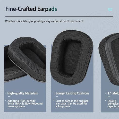 Fabric Replacement Ear Pads for Logitech G933 Gaming Headset, Fits G935 G930 G635 G633 (Black)