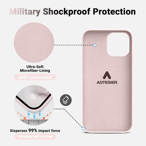 AOTESIER Shockproof Series iPhone 14 Pro Max Case, Ultra Slim Thin Silicone Cover, Full-Body Protective 6.7 inch Chalk